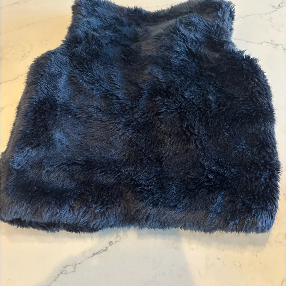 Crewcuts Navy Faux Fur Vest with Gold Star Lining